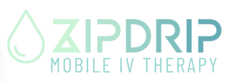 Logo for ZipDrip Mobile IV Therapy with a droplet icon.